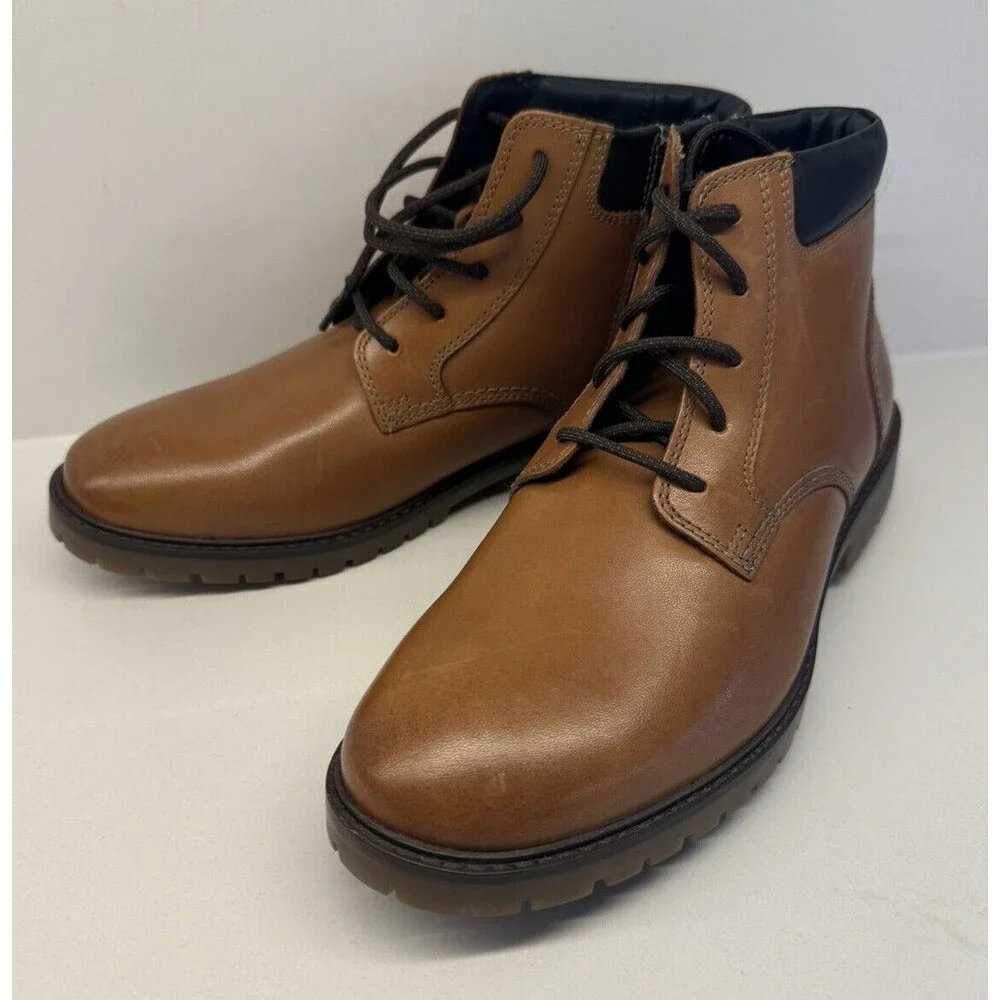 JONHSON & MURPHY boots Patterson Brown genuine Leather Lace Up Boy's youth 4M